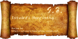 Istvánfi Henrietta névjegykártya